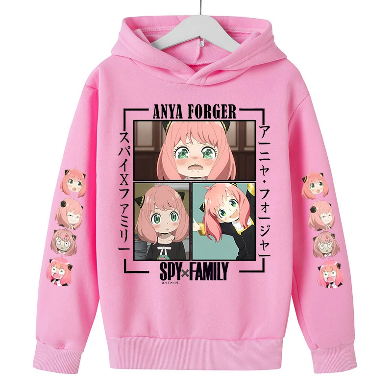 Sudadera con capucha de manga larga para niños, Tops de Anime para niñas, abrigo para niños pequeños, ropa con estampado familiar Anya Spy X, primavera y otoño