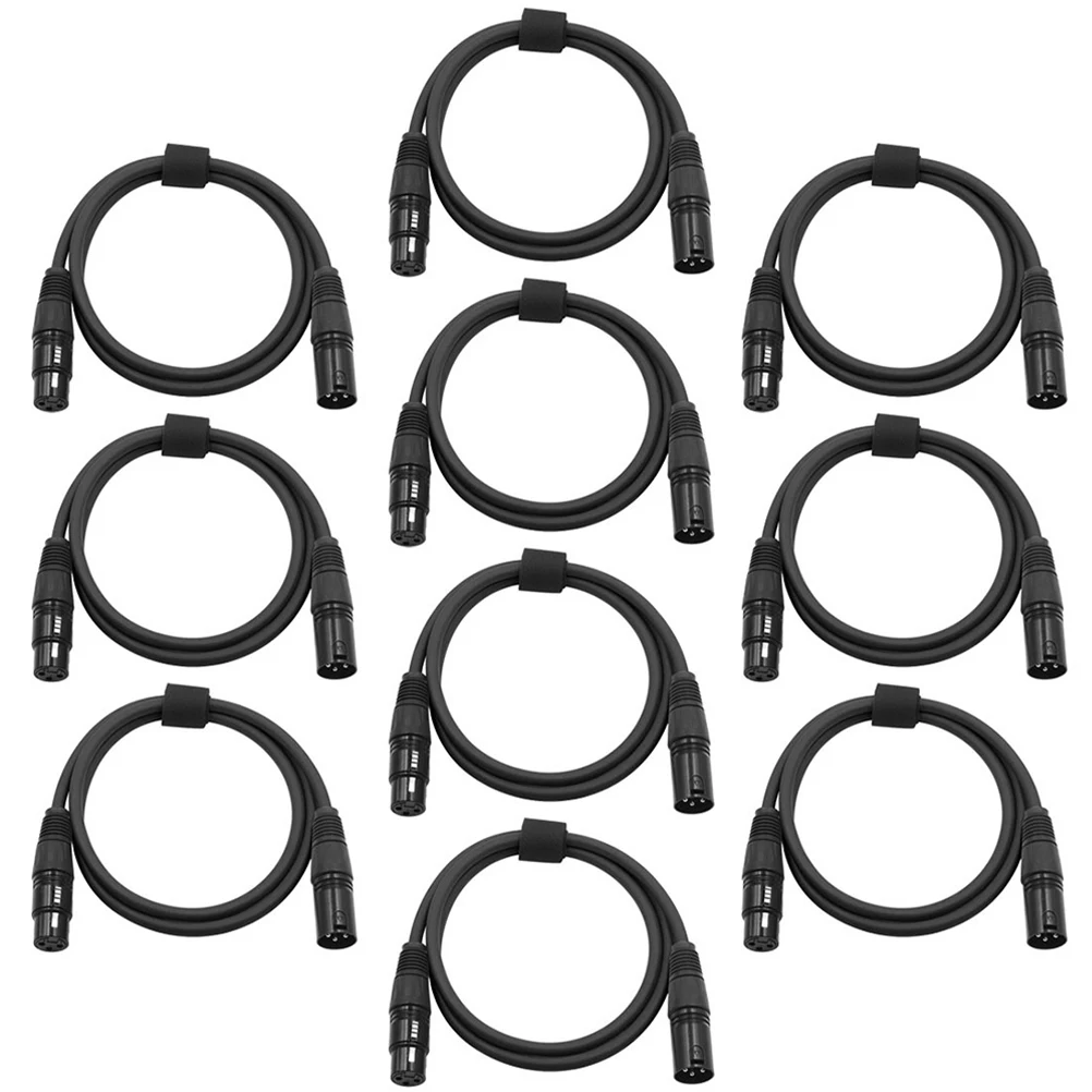 10pcs 2M 3-Pin Dmx Cable For Stage Lighting Xlr Male To Female Waterproof Durable Soft Pvc Cable Dj Par Spot Moving Head Light