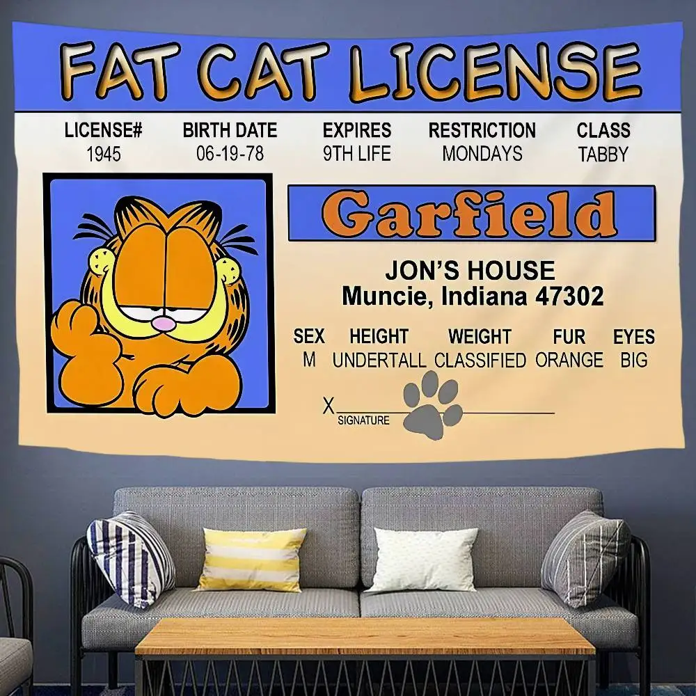 Cute Anime G-Garfields Cat Cartoon Tapestry Art Science Fiction Room Home Decor Wall Hanging Home Decor
