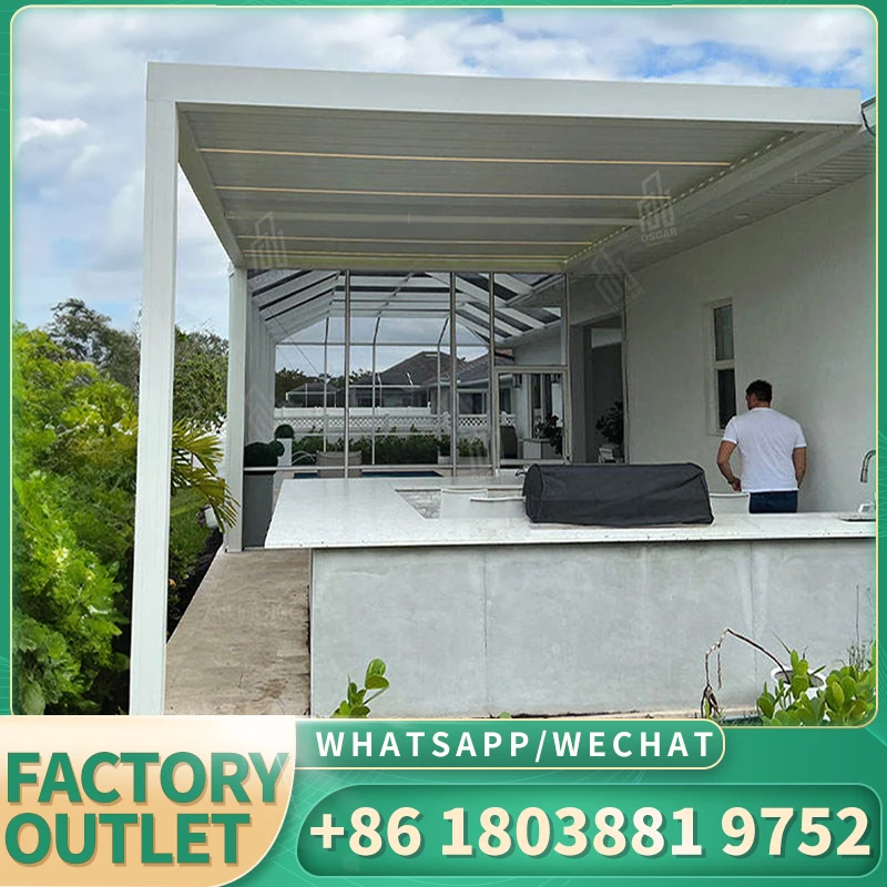 The Best and Cheapest electric sliding backyard customized colors pergolas With Long-term Service pergola curtains