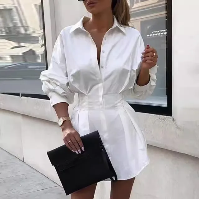 Sexy à manches longues élégant maigre bureau dame Mini Robe pour les femmes col en v profond noir paquet hanche robes moulantes Robe décontractée