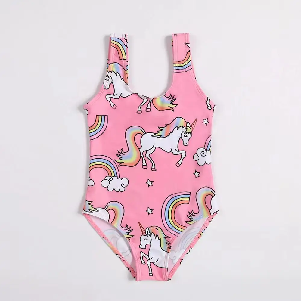 2024 new summer girls one-piece swimsuit cartoon cute pattern comfortable beach printing simple and convenient colorful cool sty