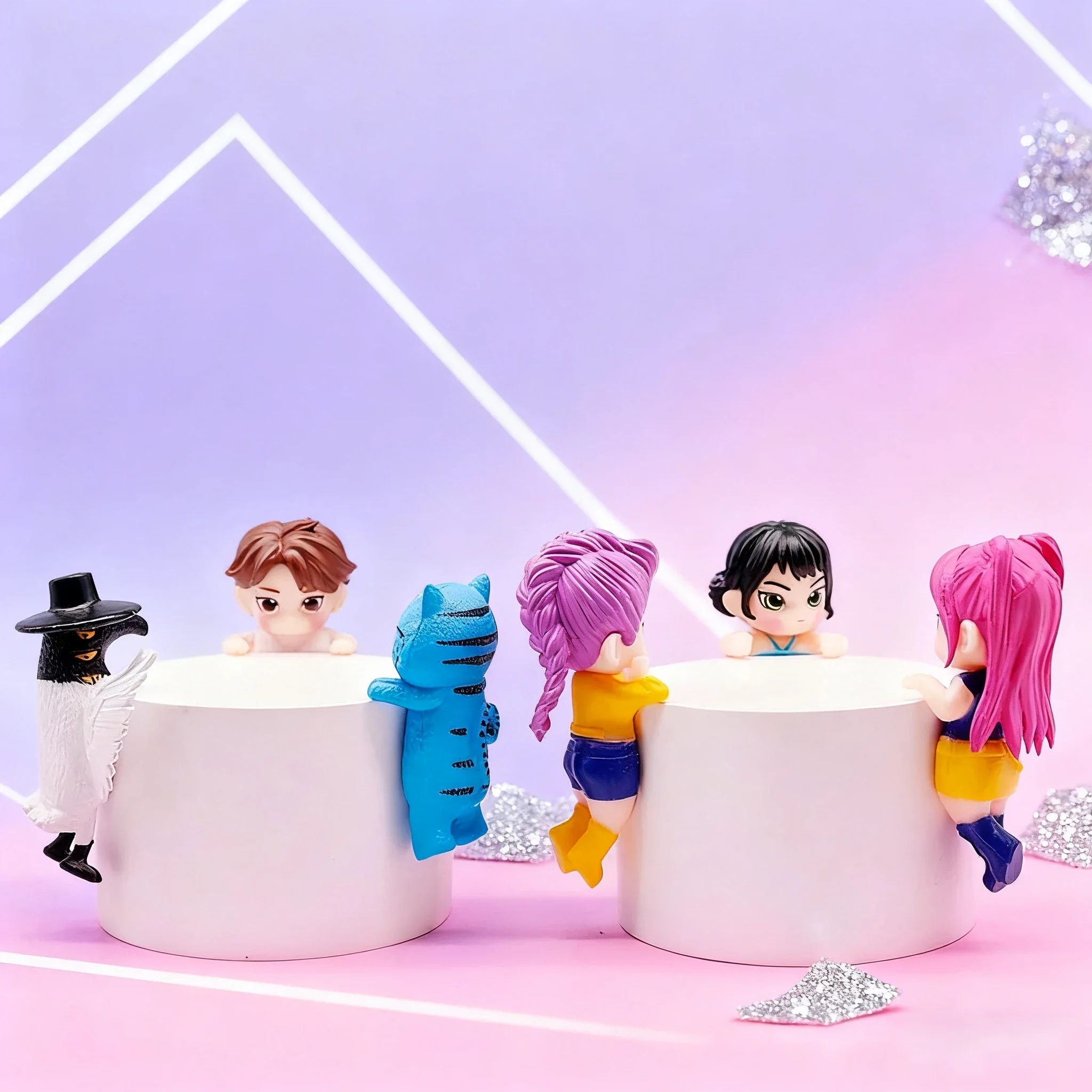 新しい Kpop デーモンハンターズフィギュアシリーズ車載電話ホルダー装飾タイガーミラゾイ人形ミニ装飾モデルおもちゃ女の子ギフト