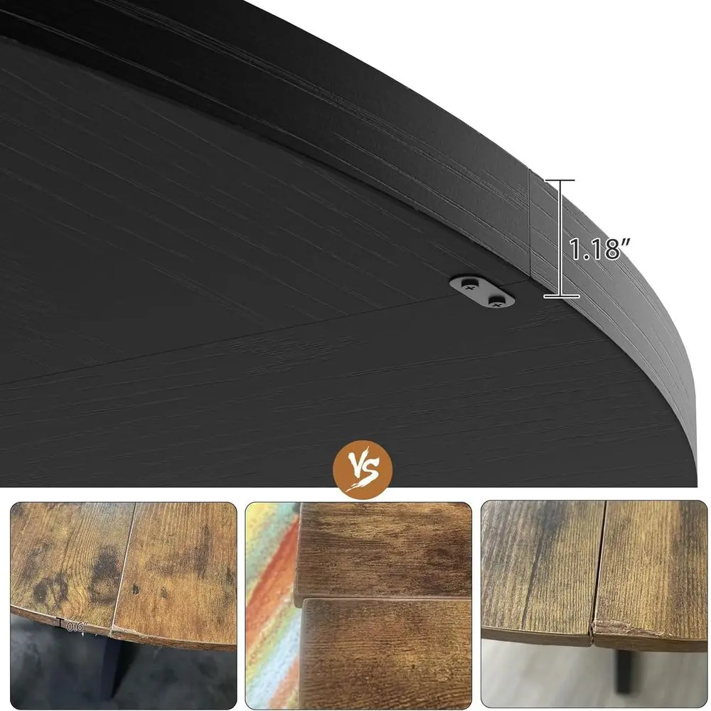 Wooden Top Metal Base Round Dining Table, 47 Inch Kitchen Table for 4, Dining Room Living Room Furniture with Storage