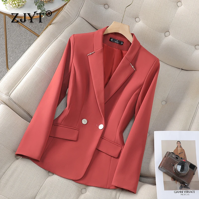 ZJYT Spring 2025 Fashion Outerwears Elegant Chic All Matched Blazer Woman Plus Size Jackets Coats Solid Casual Veste Femme Lady