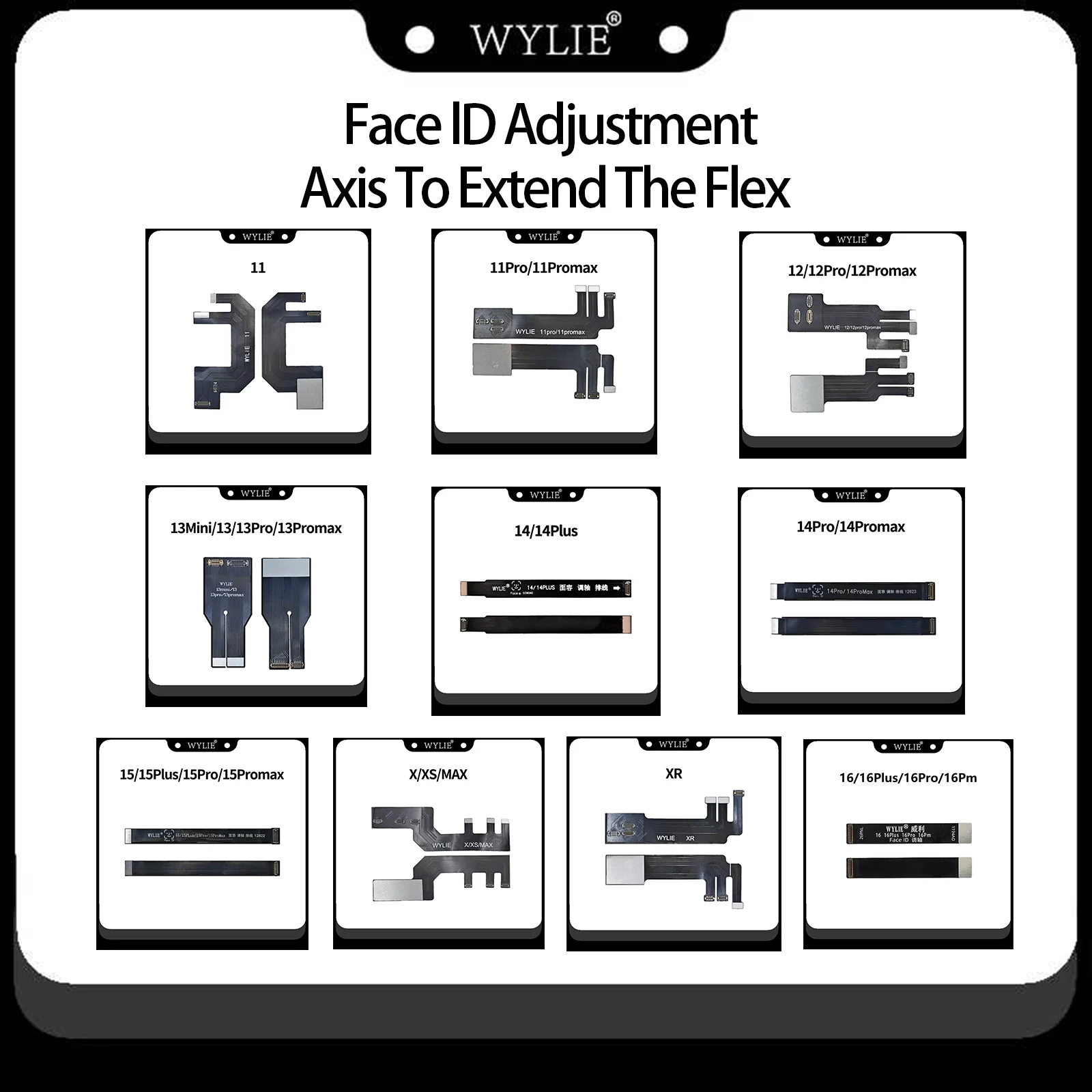 WYLIE Eje de ajuste de identificación facial para extender la flexión para iPhone X-15 ProMax Alineación de matriz de puntos Cabina de prueba de extensión infrarroja de identificación facial
