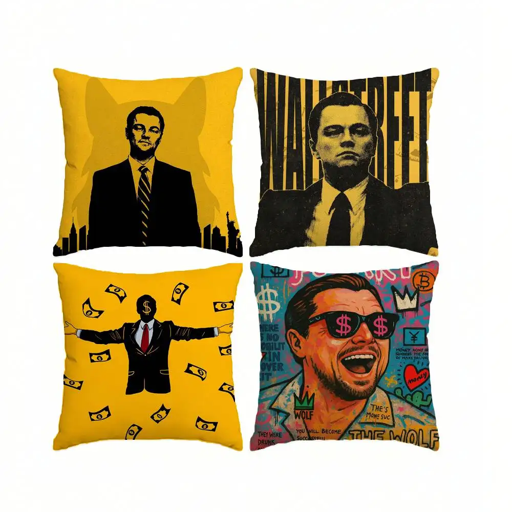 T-The Wolf of Wall Street MOVIE  Square Double-Sided printed Pillow Case Bedroom Bedside Pillow Sofa Cushion Cover