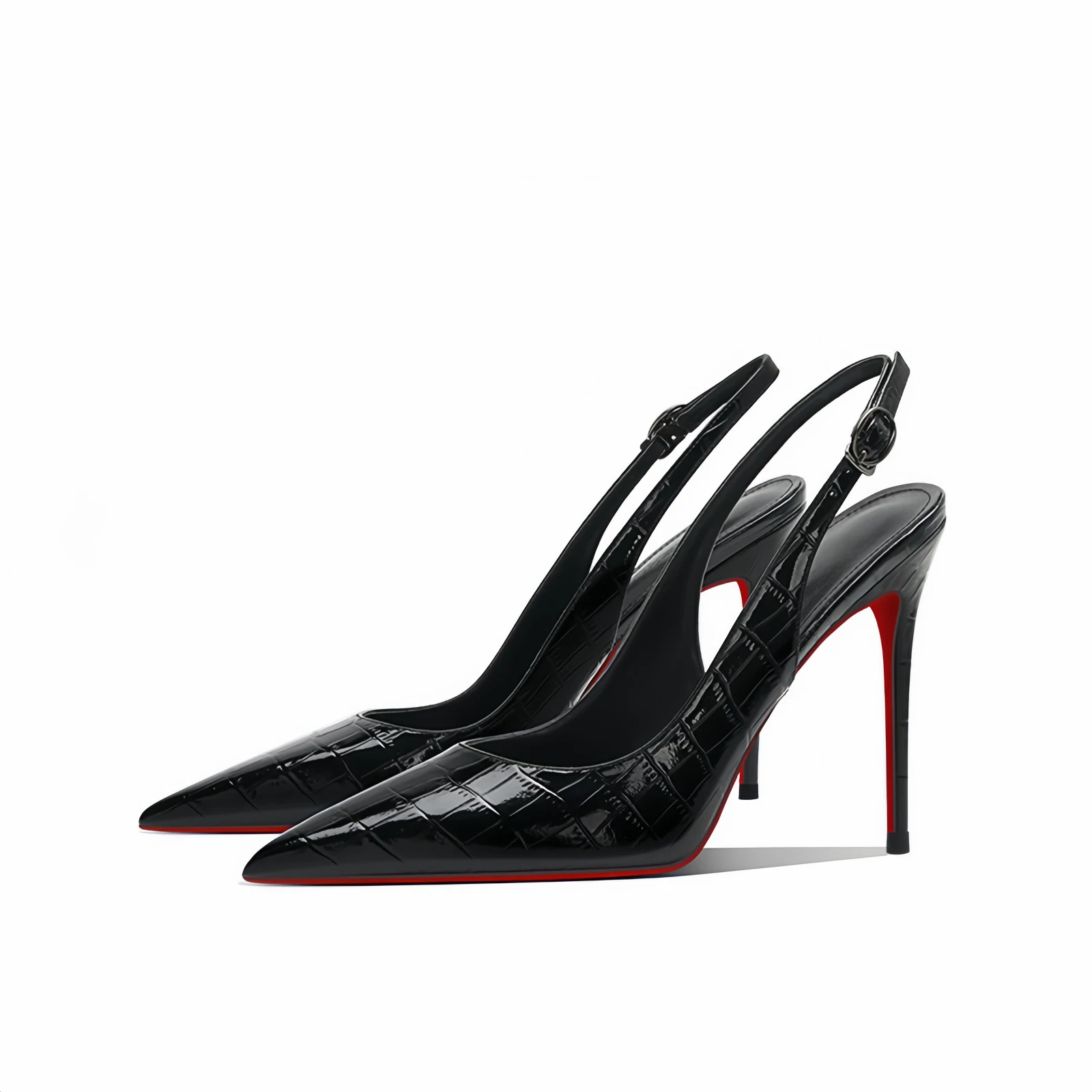 

French style stunning black stone patterned high-heeled shoes, sexy and fashionable, with a headband and sandals for women