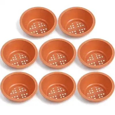 

8Pcs Set Combination Green Plastic Flower Pots Planter Boxes with Drainage Holes for Home Garden Succulent Plants