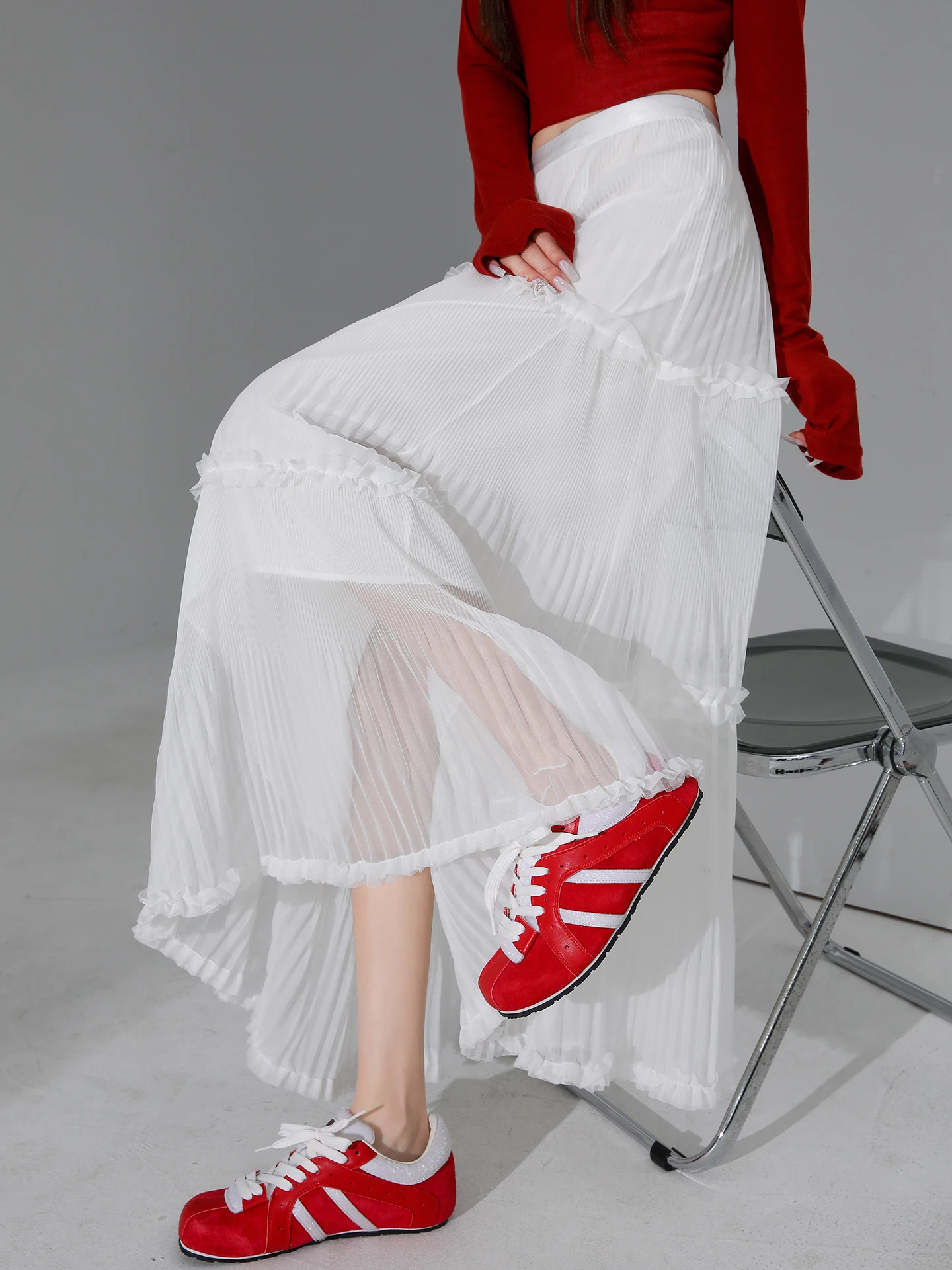 

Spring Summer Women's Fairy T White Princ Tulle Skirt High Waist A-Line Puffy Cake f Skirt Korean Sle Commute