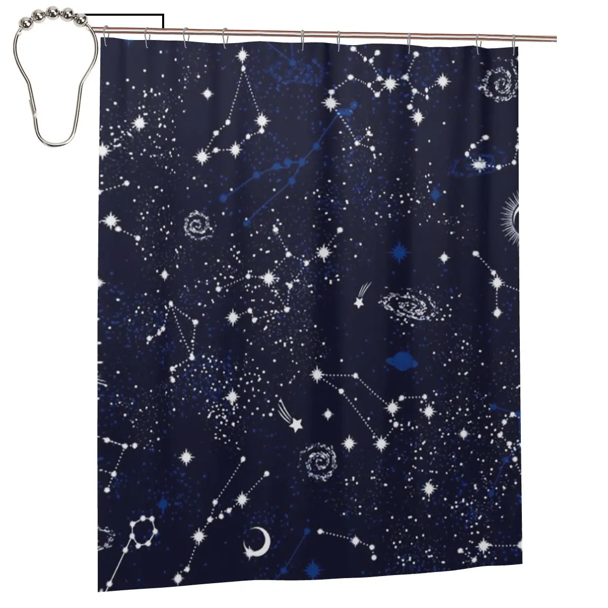 

Занавеска для душа с принтом «Созвездия, звездные скопления, галактики» на Хэллоуин, полиэстеровая, водонепроницаемая, для ванной комнаты, с крючками