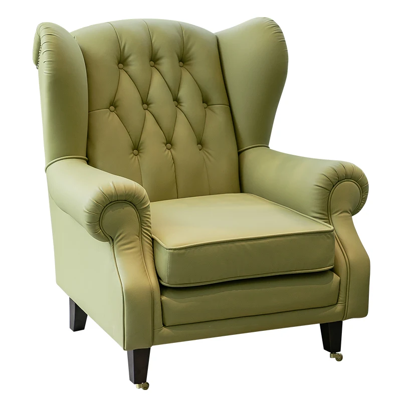 

American single sofa light luxury high-end tiger designer retro study hotel genuine leather godfather cigar chair