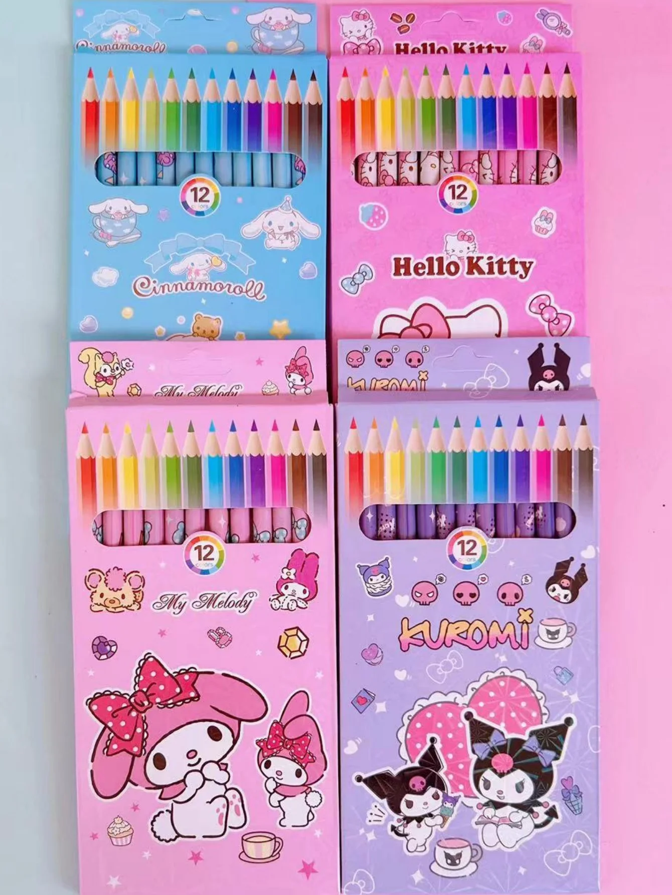 12 قطعة/صندوق سانريو هيلوكيتي قلم رصاص ملون 12 لونًا | أقلام رسم جرافيتي ماي ميلودي سينامورول للوازم الفنية للطلاب #5