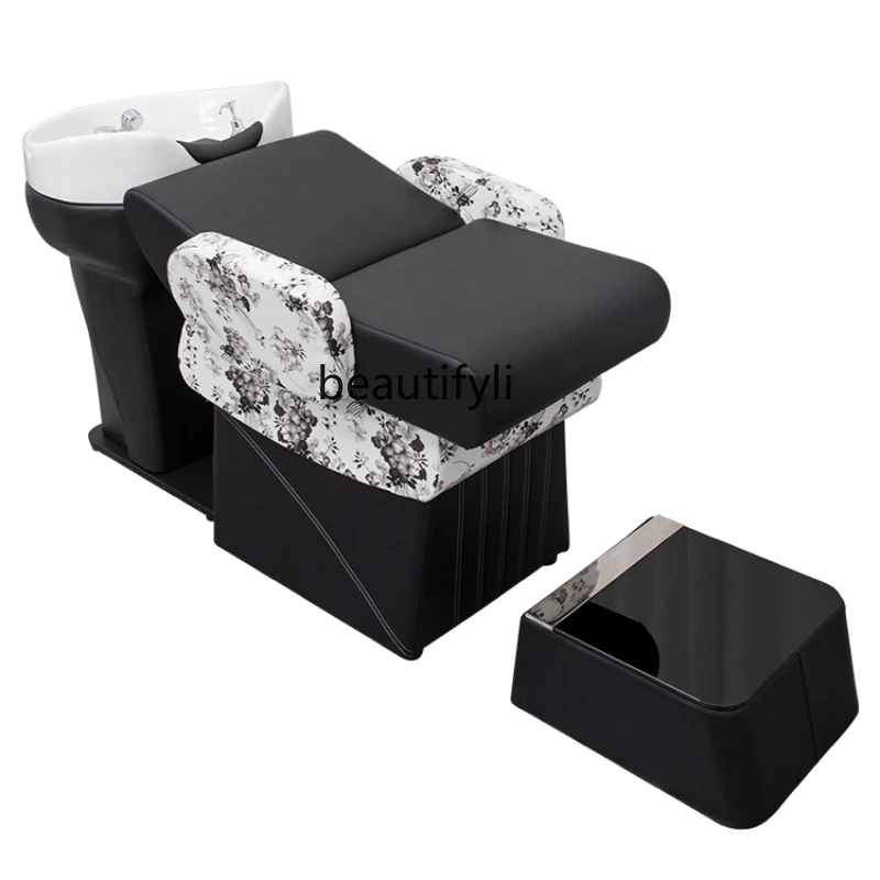 

Half Lying Shampoo Chair Half Lying Flushing Bed Barber Shop Ceramic Beauty Salon Shampoo Bed