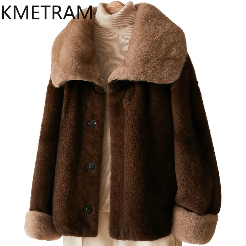 سترة نسائية فاخرة من فرو المنك بالكامل لعام 100% معطف فرو حقيقي قصير ملابس شتوية للنساء جديد في ملابس خارجية 2025элсо phimško