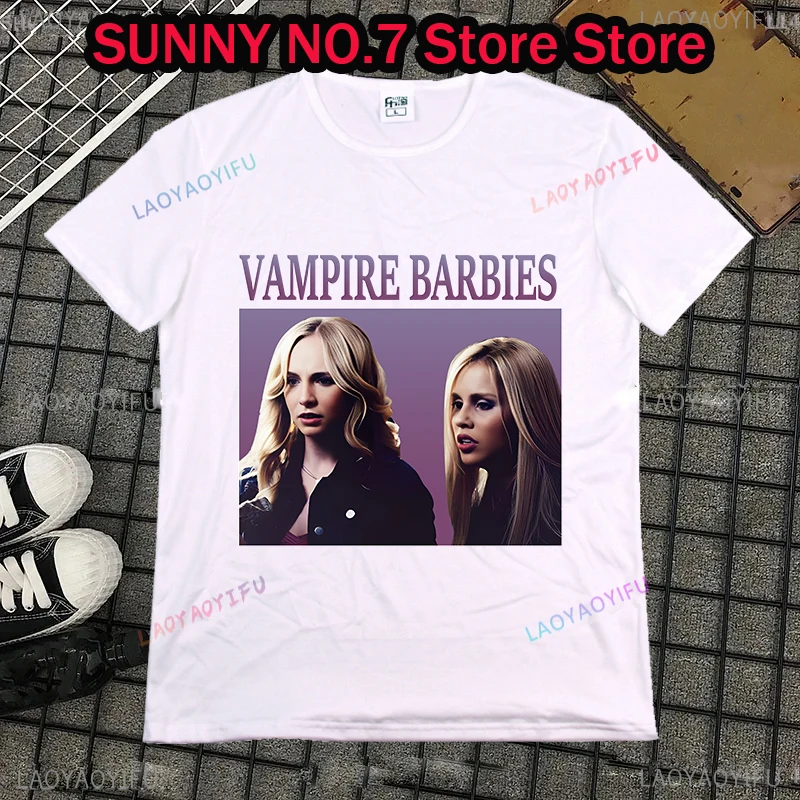 Vampire Barbies T-shirt TVD Elena Caroline Forbes Unisex Hoomage T-shirt Fashionable and Beautiful for Men and Women