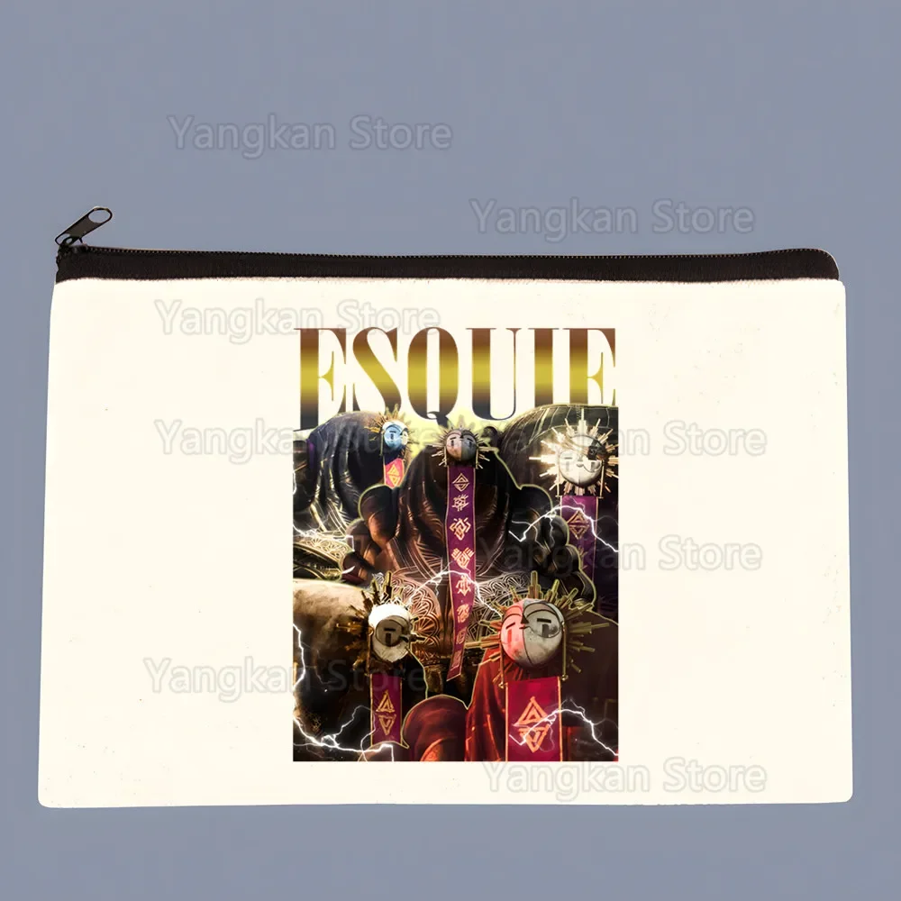 Clair Obscur Expedition 33 Padrão Sacos de armazenamento de lona Bolsa de cosméticos de viagem Bolsa divertida com zíper Material de escritório Estojo de lápis Carteira