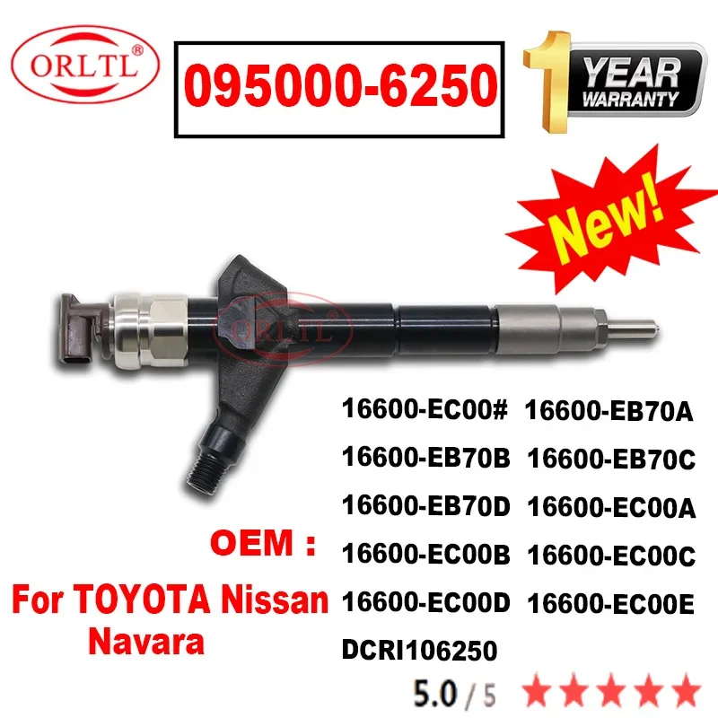 

100% NEW 095000-6250 16600-EB70A 16600-EB70B 16600-EB70C 16600-EB70D 16600-EC00A Common Rail Injector For TOYOTA Nissan Navara