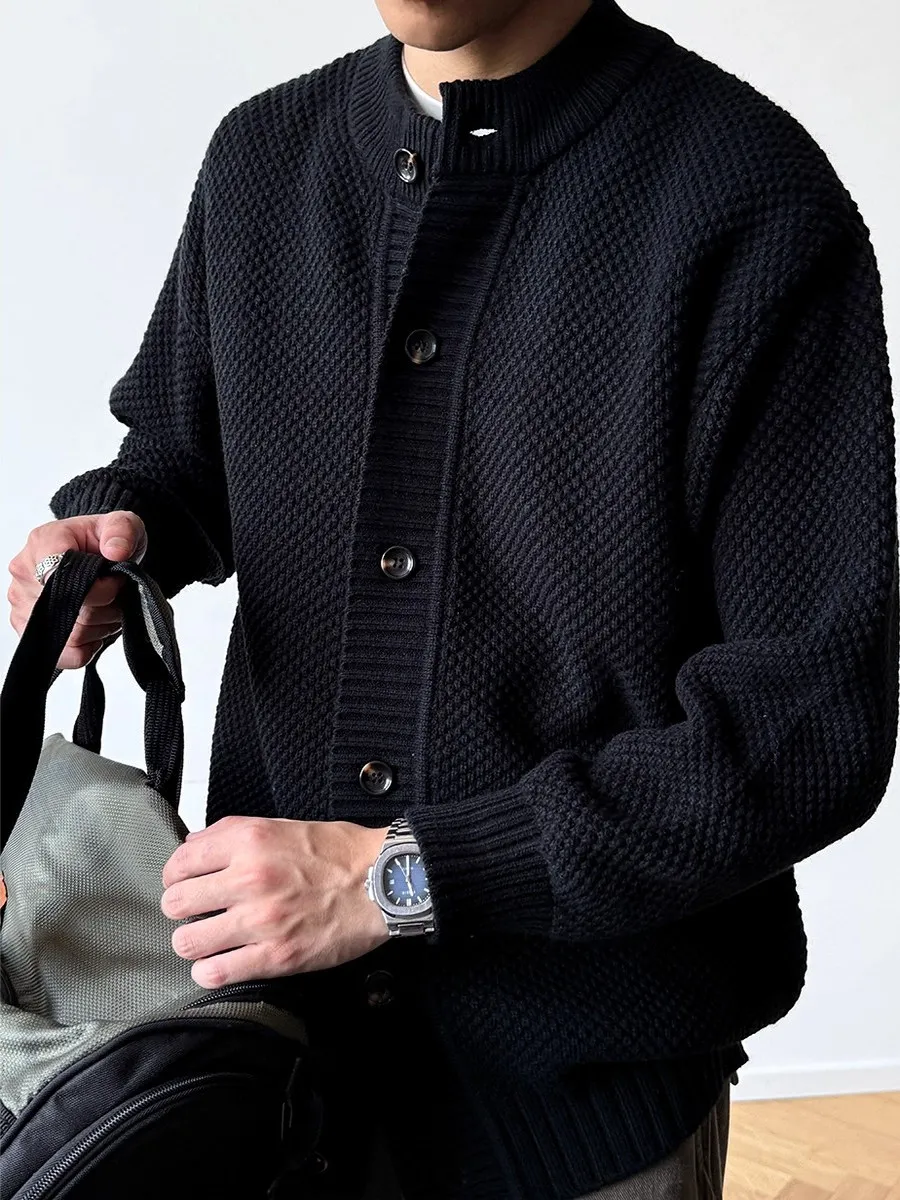 

Мужской осенне-зимний кардиган большого размера с узором «Сосна», свободный крой, однотонный, простой, вязаный, в стиле «ленивый шик»