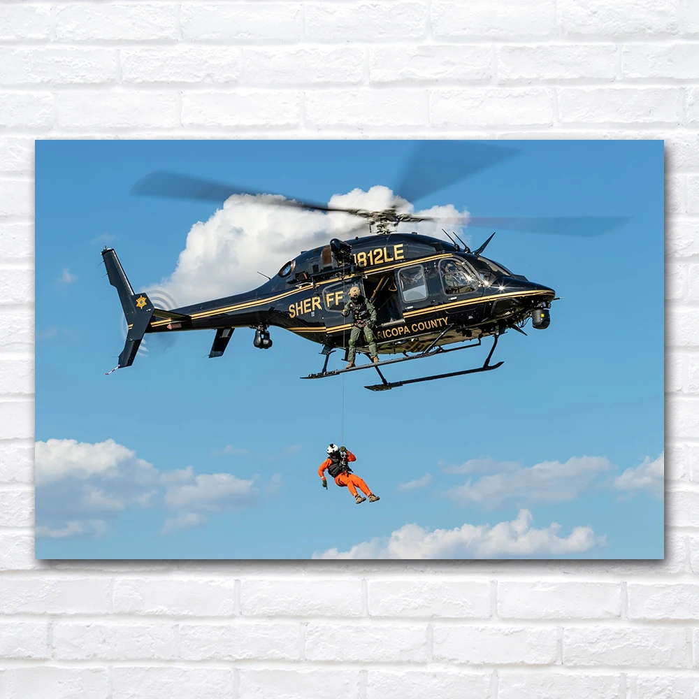 Bell 429 Helicopter Canvas Painting Wall Art Aircraft Poster & Print Home Decor Illustration Living Room Decoration
