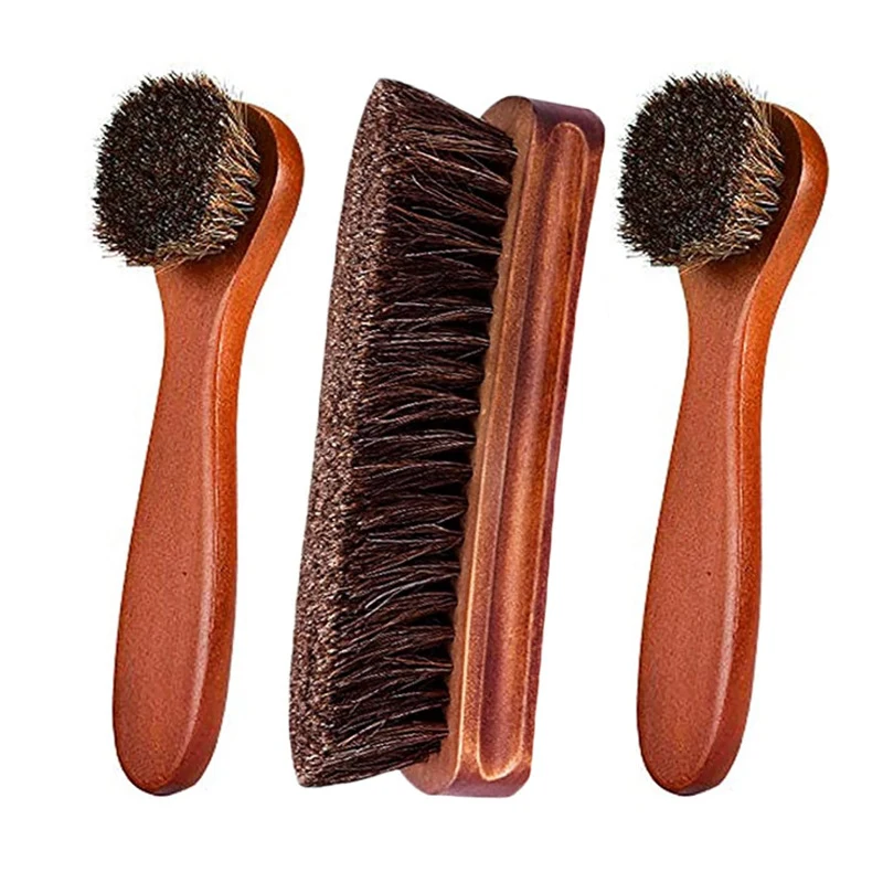 Long Handle Cleaning Oiling Brush Horsehair Shoes Polish Brushes Kit Leather Shoe Boots Care Clean Applicators