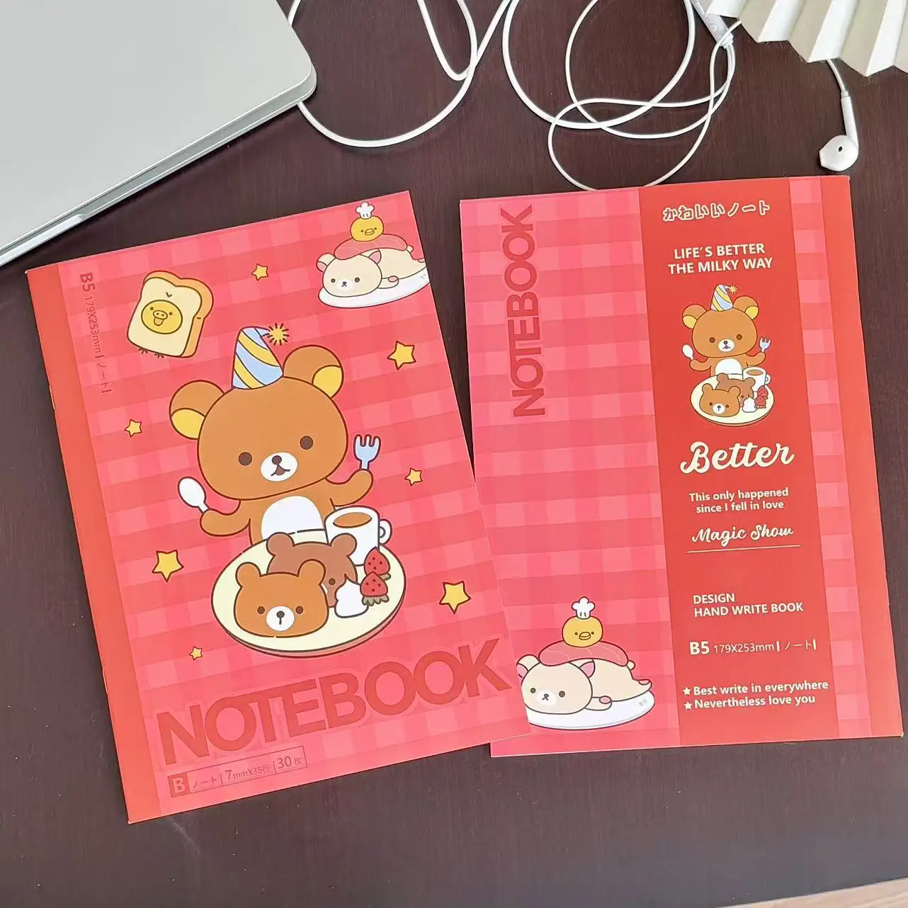 Kawaii Rilakkuma Bear Lined Notebook Cute Aesthetic Diary Planner Student School Writing Stationery Gift For Girls view 6