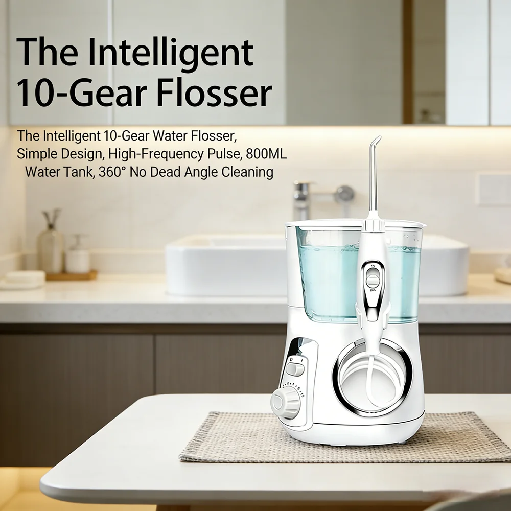 

800ML Electric Teeth Irrigator 10 Modes 5 Nozzles Desktop Water Flosser Dental Care Stop Tooth Decay
