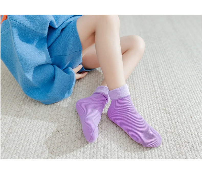 Winter Süßigkeiten Farben Mädchen Kinder Baumwolle vertikale Streifen lange Socken kälte beständig halten warm verdicken Baby Kind Jungen Schnees trümpfe – Detail 10