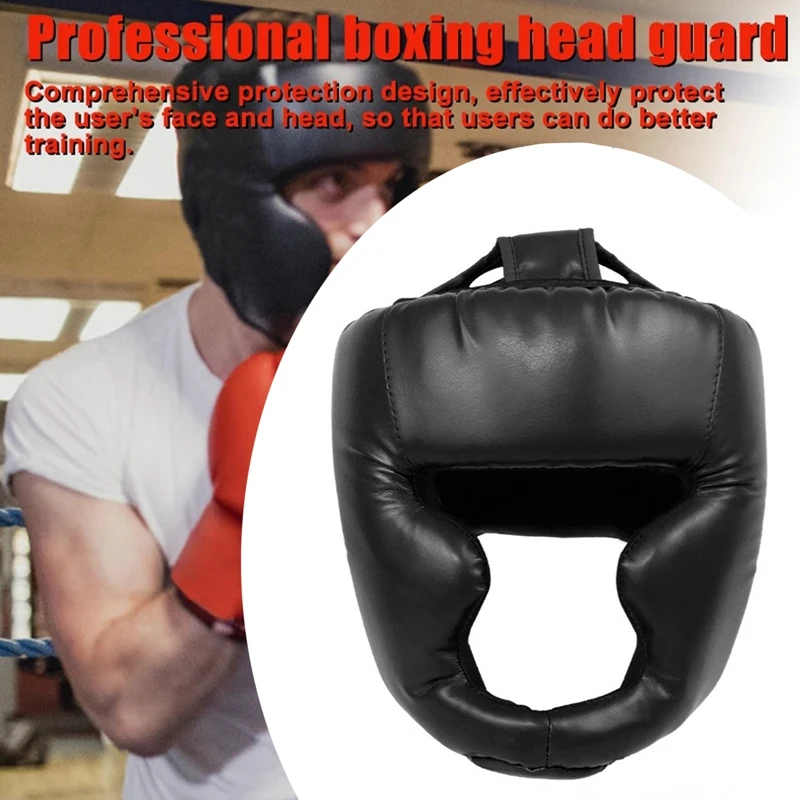 Full-covered Pu Boxing Helmet Kids Adults Muay Thai Training Sparring Boxing Headgear Gym Equipment Taekwondo Head Guard