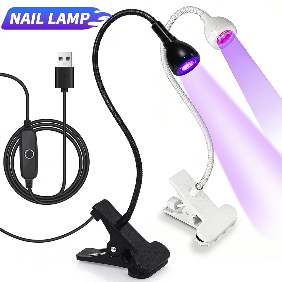 젤 네일 폴리쉬 건조용 네일 LED UV 램프, 클립형 유연한 데스크 미니 휴대용 USB 네일 램프 UV 라이트 드라이어 (매니큐어 살롱용)
