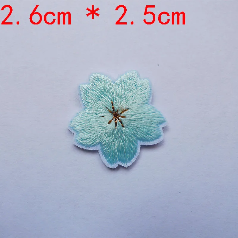 10 Pcs Colorful Cute Cherry Blossoms Patches Clothes Dress Embroidery Applique Sewing Supplies Decorative Pink Green Blue Red