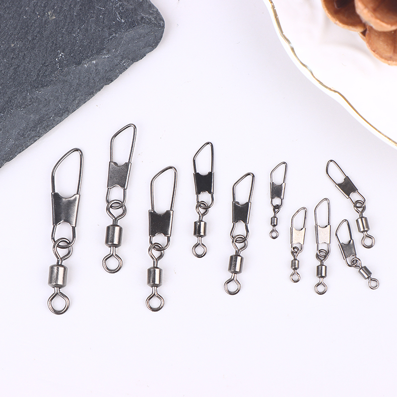  50PCS Fishing Tackle Carp Type A Connector American Swivel Fishing Hooks 1#-14# Swivel Pin Connector Rolling Bearing 