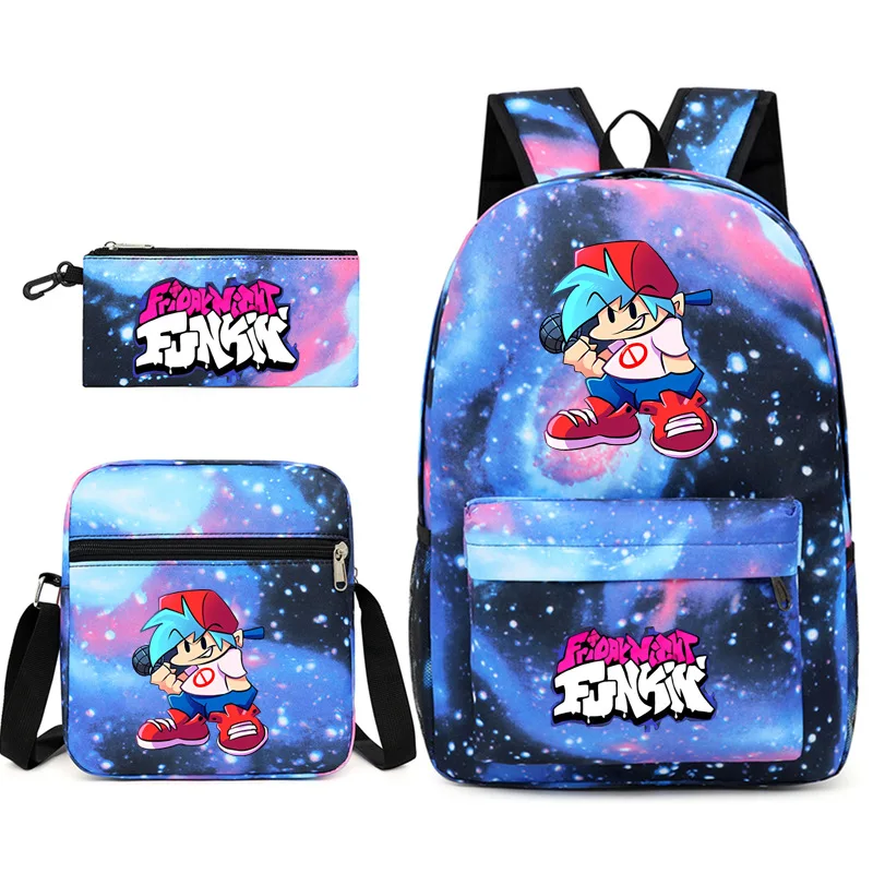 Popular Novelty Friday Night Funkin Print 3pcs/Set pupil School Bags Laptop Daypack Backpack Inclined shoulder bag Pencil Case