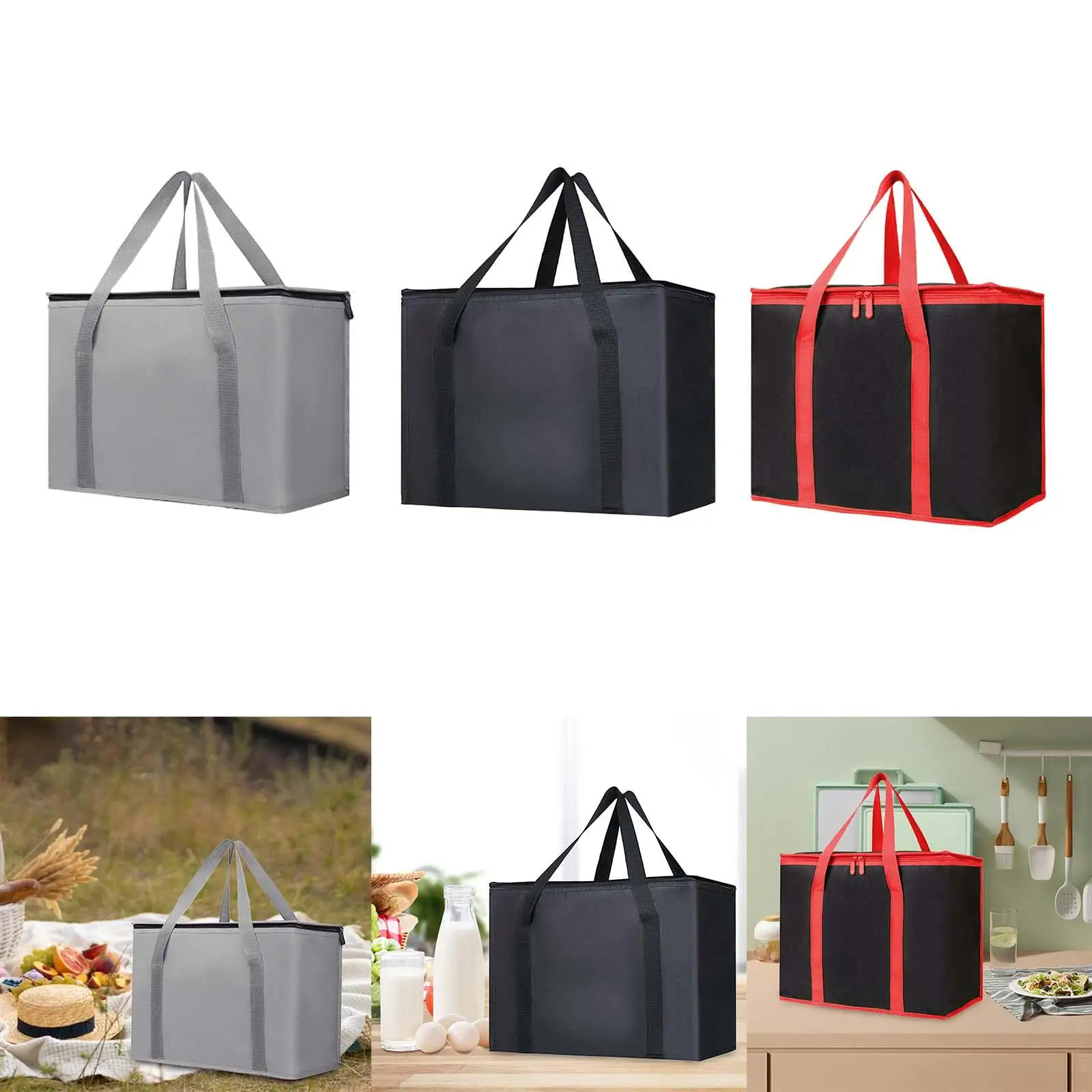 

Insulated Cooler Bag Portable Zipper Insulated Bag Thermal Food Delivery Bag for Fishing Travel Hiking Picnic Outdoor