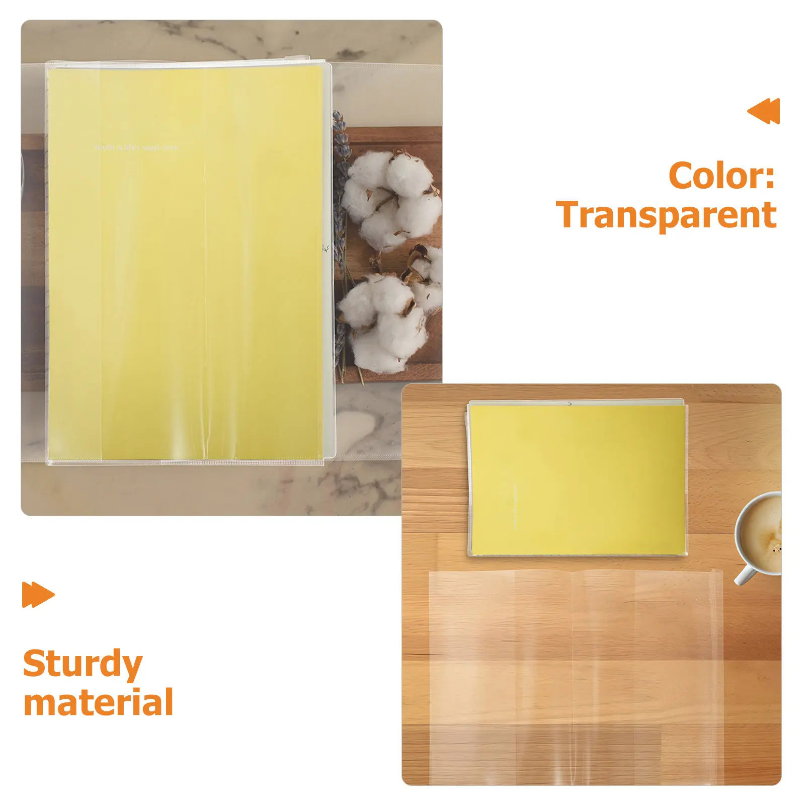 50Pcs Book Protective Sleeve Transparent Waterproof Plastic Cover Clear Book Jacket for Planner Journal Textbook Document Filing