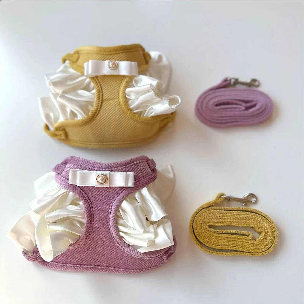 

Dog Leash Cat Harness Set Adjustable Lace Floral Pet Vest Puppy Kittens Princess Dress Skirt Walking Lead Chihuahua Accessories