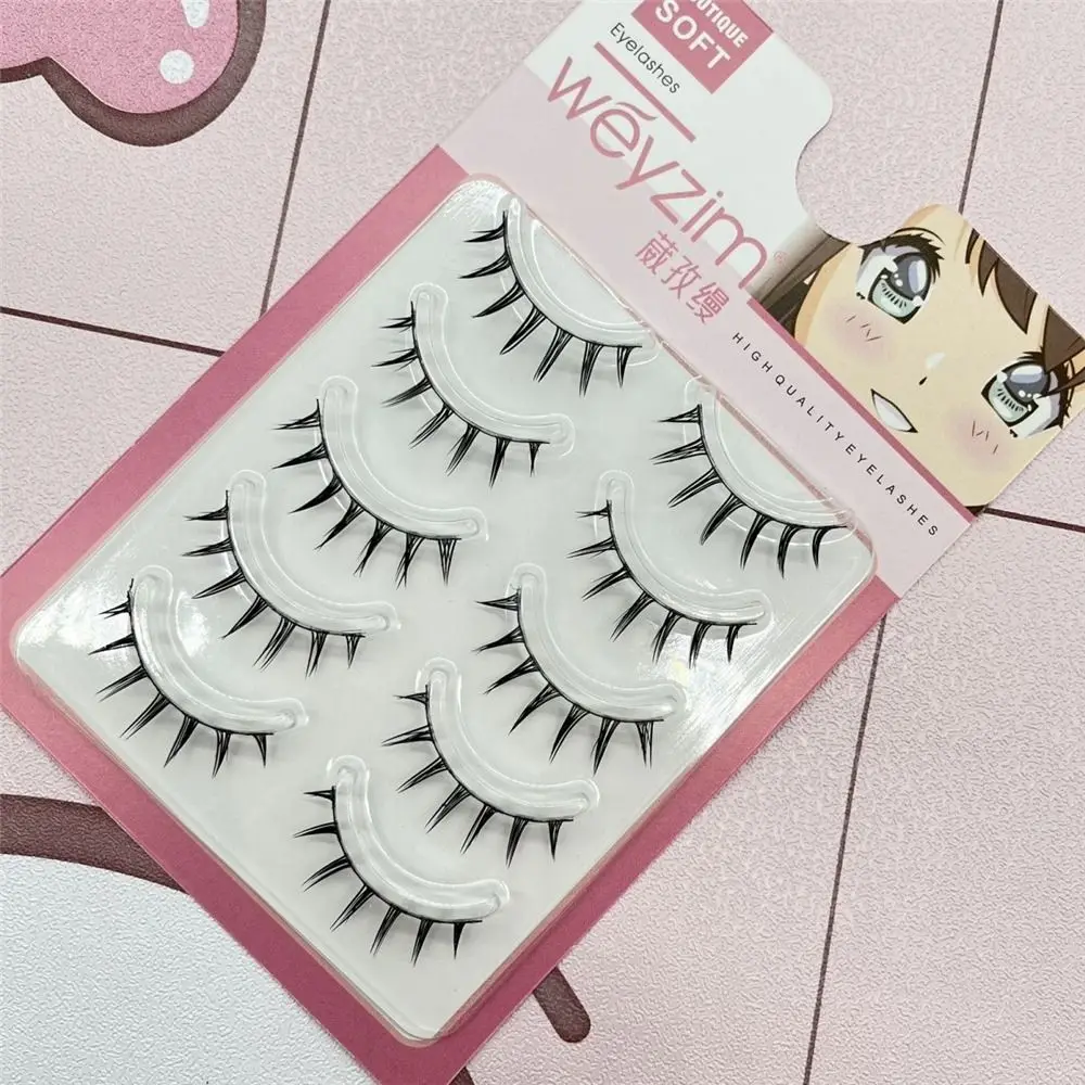 5 pares pacote japonês cosplay cílios postiços dramáticos falso vison mangá anime cílios grossos molhados espetados cílios para mulher