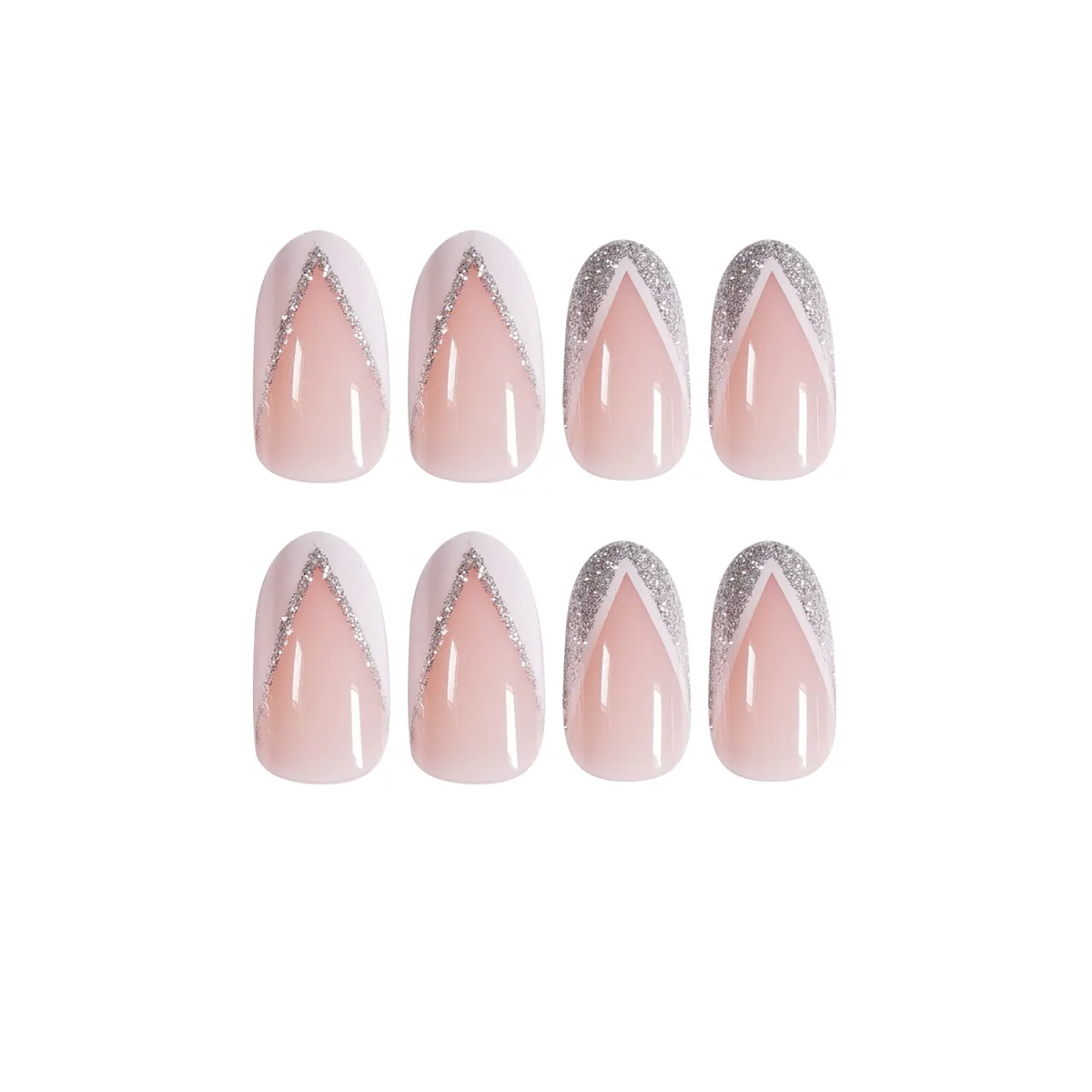 24Pcs/Box White Silver Edge French Press on Nails Art False Nails Set Waterproof Removable Fake Nail Supplies for Professionals