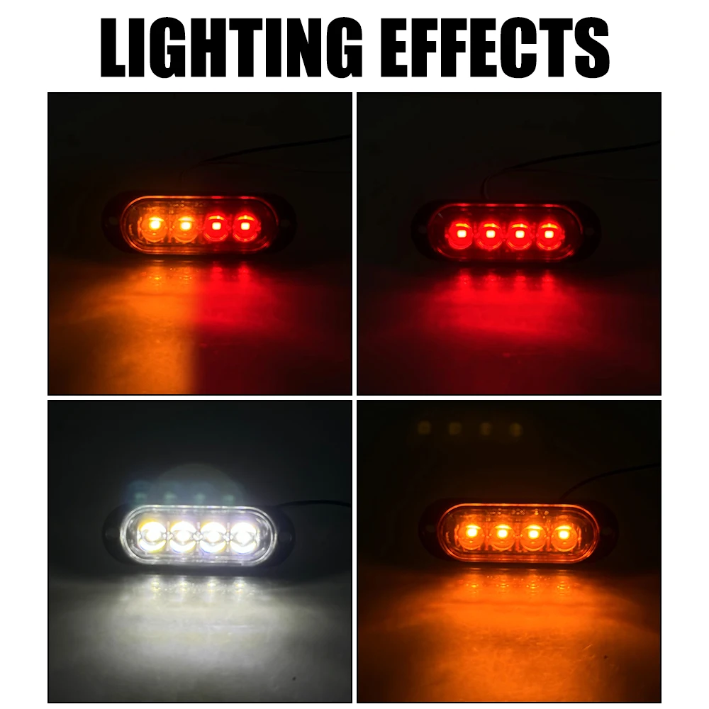 24V 12V Car DRL Side Lights 4 LED Signal Day Running Lights Indicator Waterproof Warning Truck Trailer Position Lamps Beacons view 3