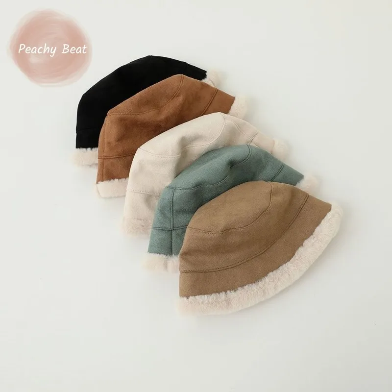 

Fashion Baby Boy Girl Suede Fisherman Hat Infant Toddler Chind Soft Warm Hat Fleece Inside Spring Autumn Winter Baby Hat 1-4Y