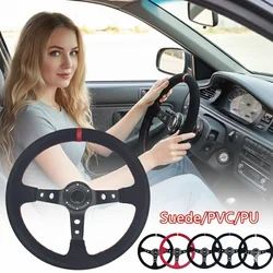 Universal 350mm 14 Inch Suede/PVC Auto Racing Steering Wheels Deep Corn Drifting Sport Steering Wheel