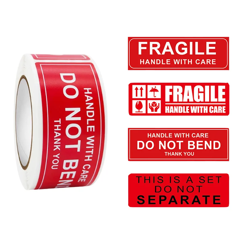 150 Sheets/Roll Fragile Warning Stickers Please Handle with Care for Cargo Transport Used for Mailing Boxes and Envelopes