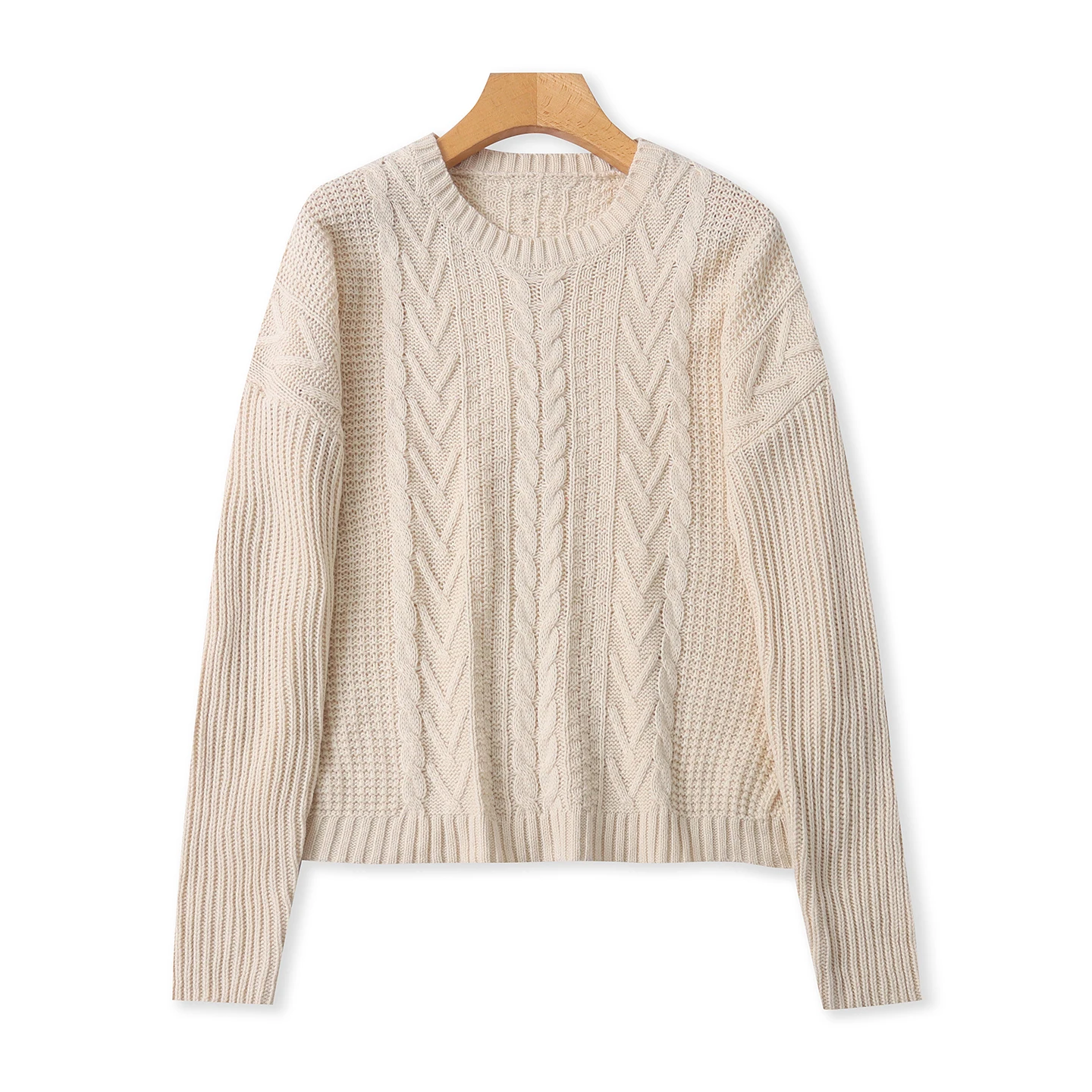 

Autumn Winter Loose Knitted Sweater High Waist Slimming round Ne Pullover Faionable Versatile Casual Sle Long Sve