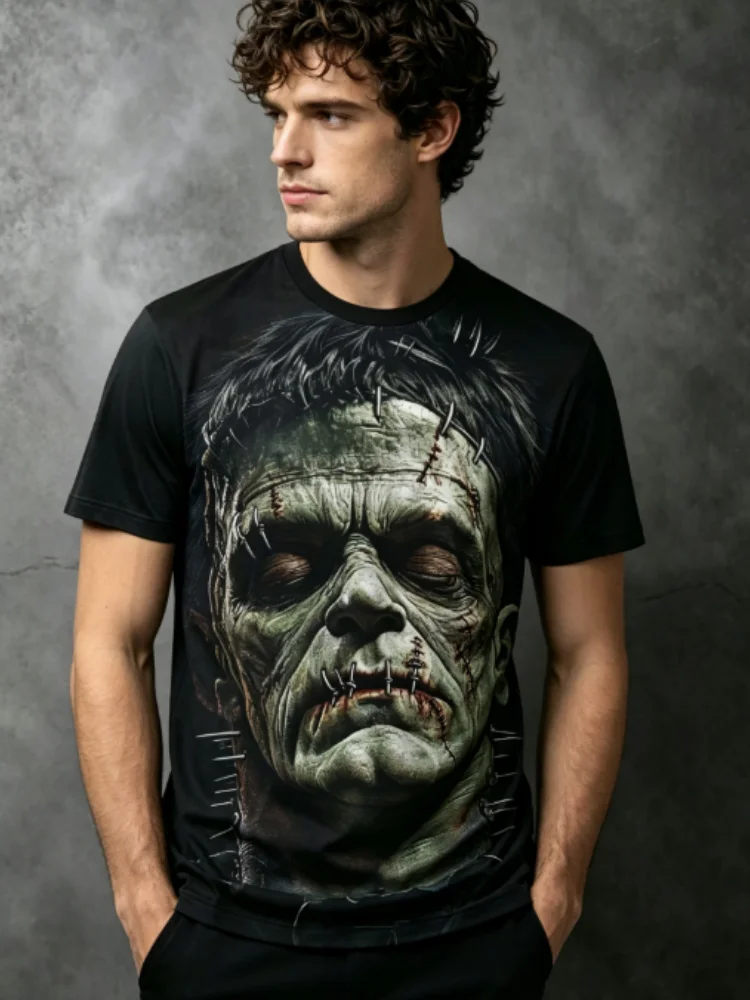 Halloween Men's Zombies 3D T Shirt Short Sleeve T shirt 3D Print Crew Neck Shirt Exaggerated Designer Horror Party Street Holida