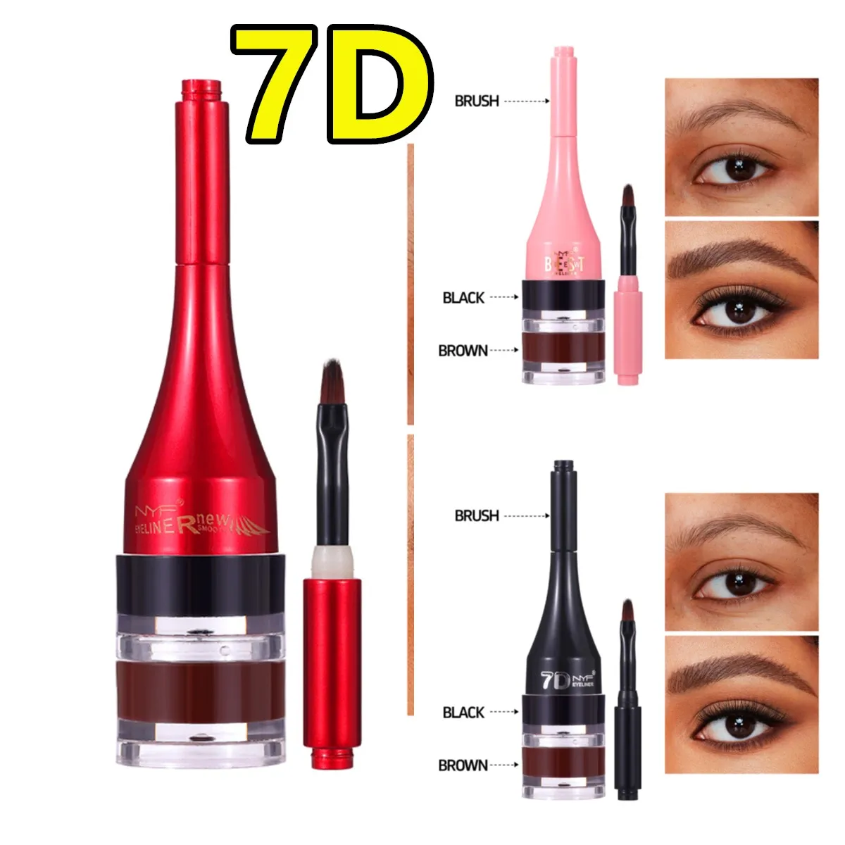 Zestaw eyelinerów żelowych Nyf, eyeliner do tatuażu Wodoodporny, odporny na rozmazywanie Eyeliner Gel Eye-liner Pot Cream Eyeliner Tool z żelowym pędzlem do eyelinera