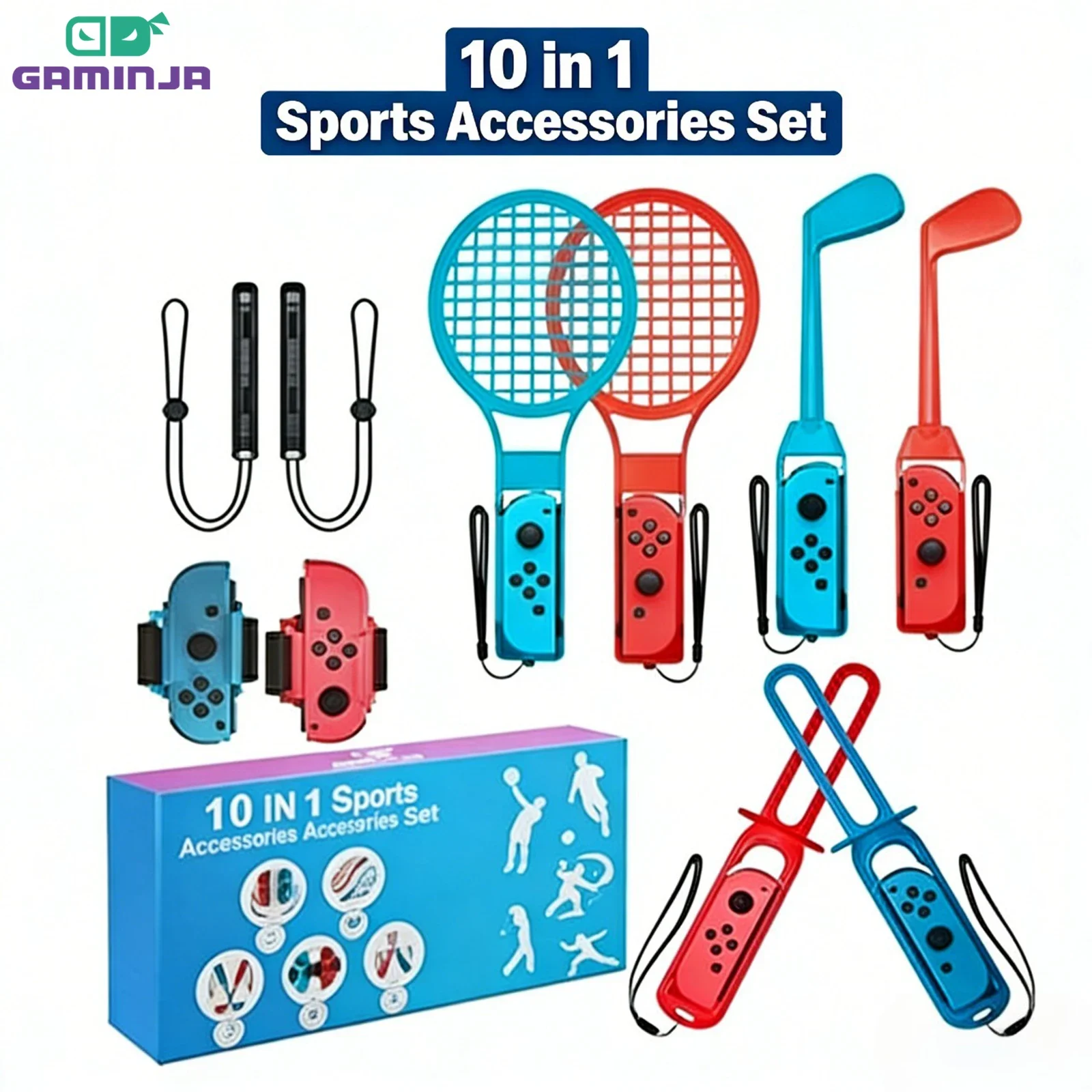 10 in 1 Switch Sports Accessories Bundle for Nintendo Switch Oled Game Sports Family Accessories Kit With Golf Clubs Golf Clubs
