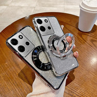 For Infinix Note 30i Casing Electroplating Soft Glitter TPU Phone Back Cover X6716 Phone Case Bracket Magnetic
