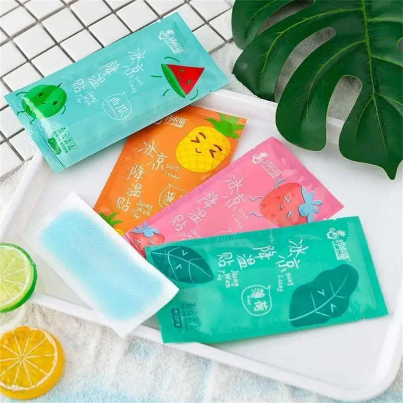 Mint Fruit Gel Cooling Cool Paste Cartoon Cold  Paste Mobile Phone Cooling Paste Summer Heatstroke Fever Reduction Ice Stickers