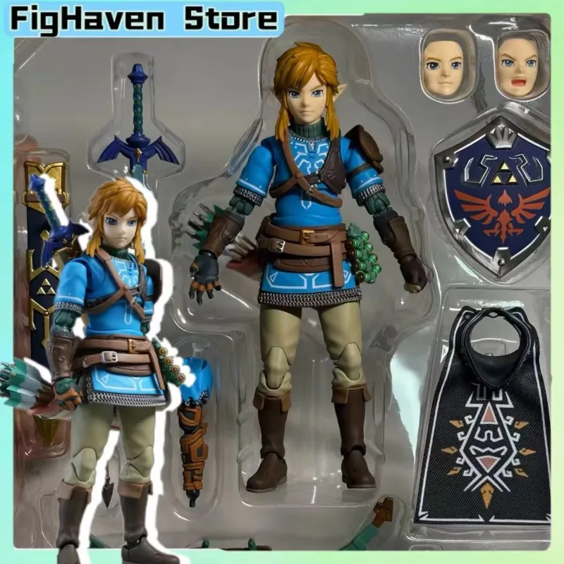 

Figma 626 Link Action Figure 15cm Anime Game Character Model With Interchangeable Faces Master Sword Shield Accessories For Fans