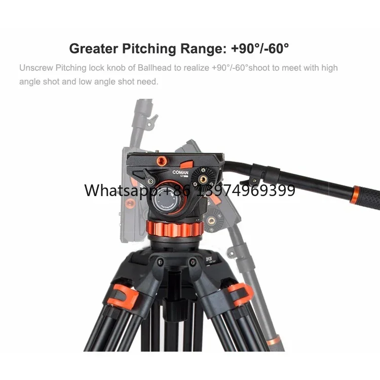 DF26Q7PLUS Professional Max Load 16kg Aluminum Alloy Tripod With Fluid Head Video  Tripod for Video Studio Shooting factory